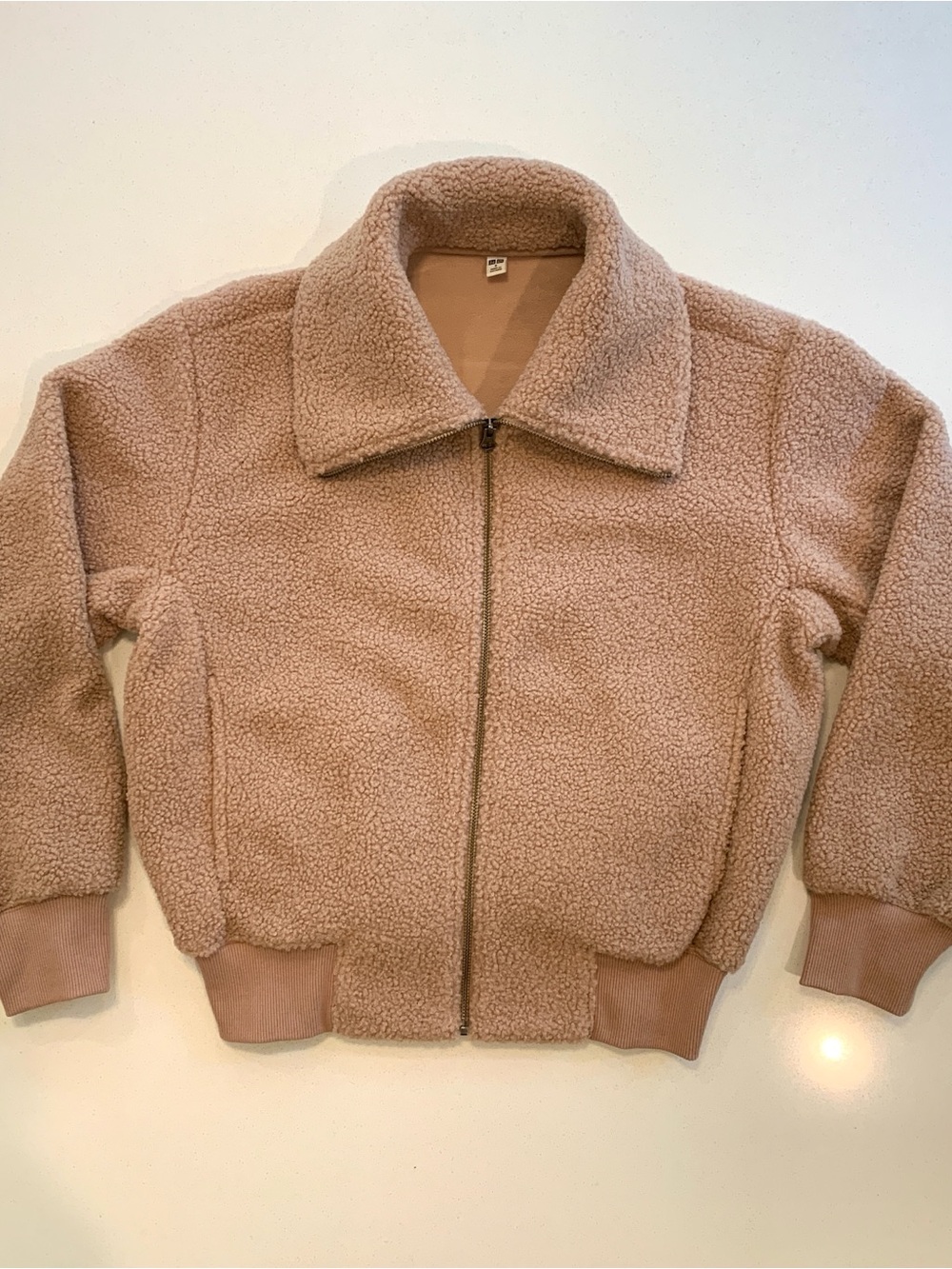 Uniqlo Women's Teddy Bomber Jacket in Blush